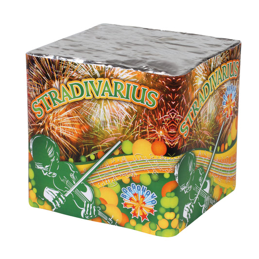 Batteria di fuochi d'artificio Stradivarius da 25 colpi calibro 25mm ideale per compleanno, capodanno, ferragosto
