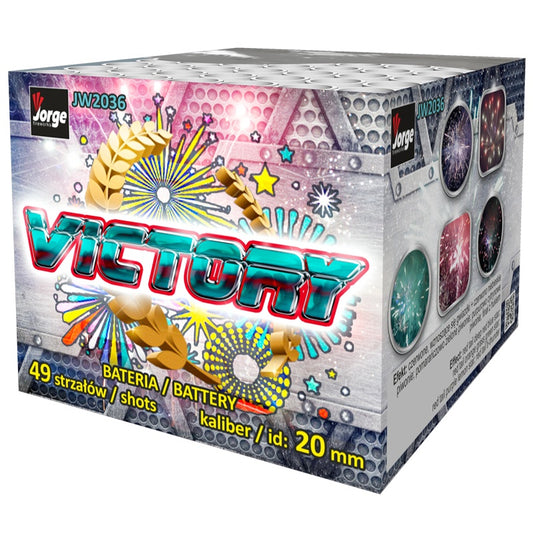 Batteria di fuochi d'artificio Victory da 49 colpi calibro 20mm ideale per matrimonio, compleanno, capodanno, ferragosto