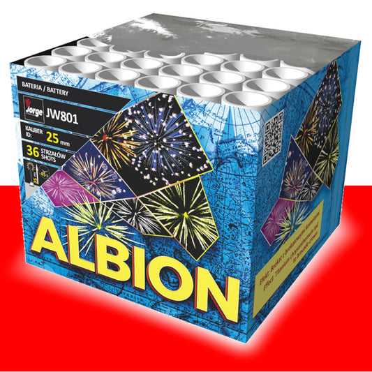 Batteria di fuochi d'artificio Albion da 36 colpi calibro 25mm ideale per matrimonio, compleanno, capodanno, ferragosto