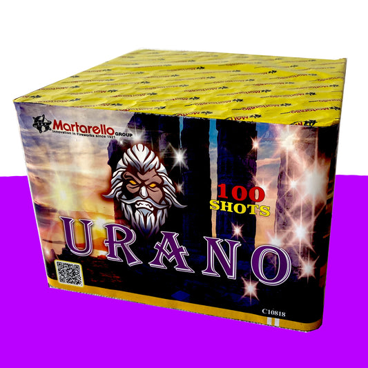 Batteria di fuochi d'artificio Urano da 100 colpi calibro 16mm ideale per compleanno, capodanno, ferragosto