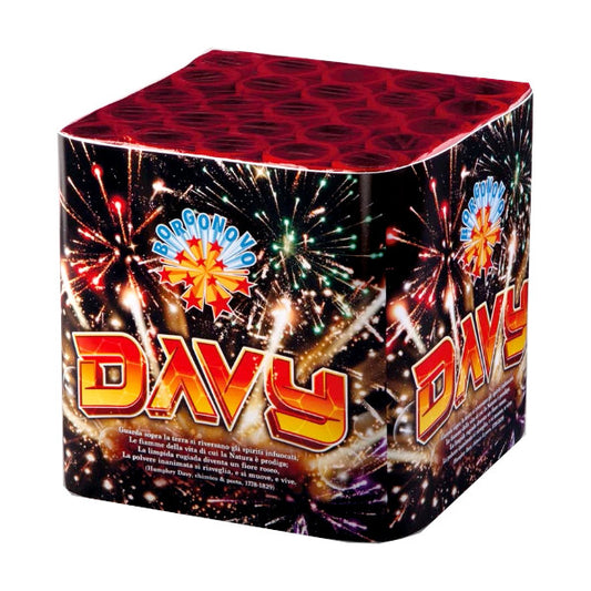 Batteria di fuochi d'artificio Davy da 25 colpi calibro 25mm ideale per compleanno, capodanno, ferragosto