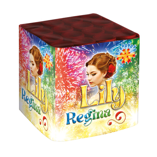 Batteria di fuochi d'artificio Lily Regina da 16 colpi calibro 22mm ideale per compleanno, capodanno, ferragosto