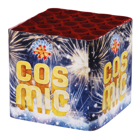 Batteria di fuochi d'artificio Cosmic da 25 colpi calibro 20mm ideale per compleanno, capodanno, ferragosto