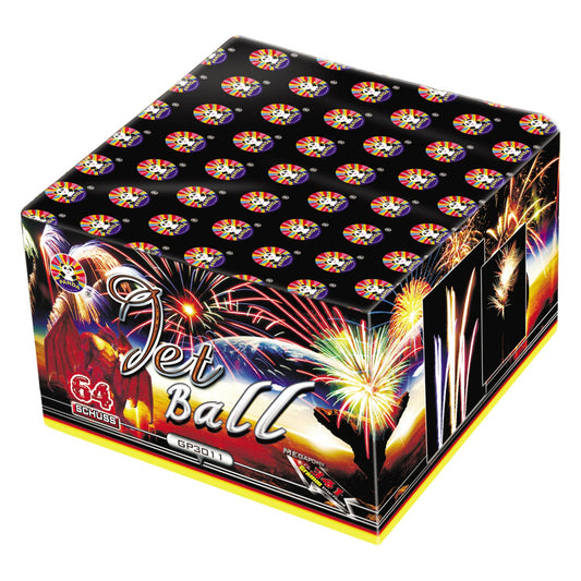 Batteria di fuochi d'artificio Jet Ball da 64 colpi calibro 20mm ideale per matrimonio, compleanno, capodanno, ferragosto