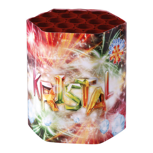 Batteria di fuochi d'artificio Kristal da 19 colpi calibro 25mm ideale per compleanno, capodanno, ferragosto
