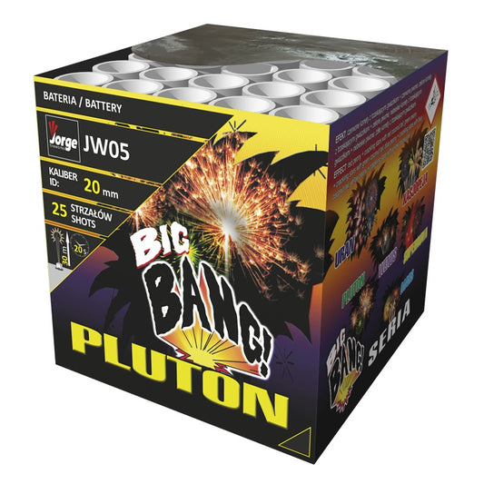 Batteria di fuochi d'artificio Pluton da 25 colpi calibro 20mm ideale per compleanno, capodanno, ferragosto
