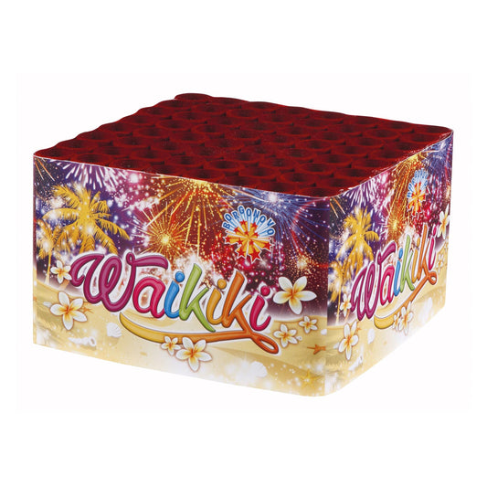 Batteria di fuochi d'artificio Waikiki da 64 colpi calibro 20mm ideale per matrimonio, compleanno, capodanno, ferragosto