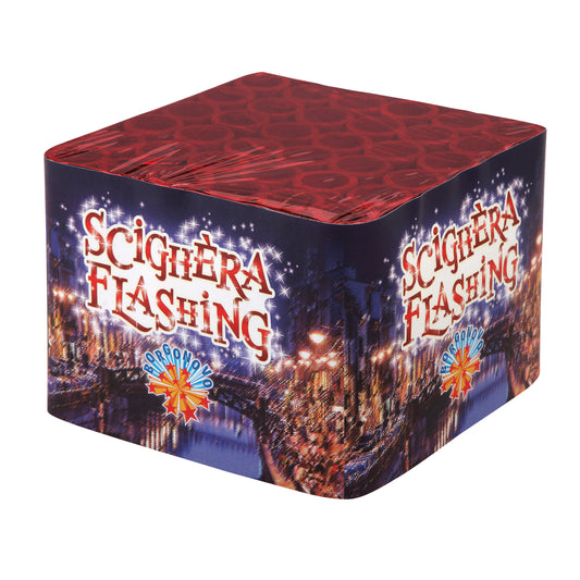 Batteria di fuochi d'artificio Scighera Flashing da 36 colpi calibro 22mm ideale per compleanno, capodanno, ferragosto