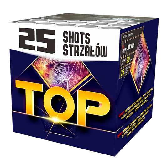 Batteria di fuochi d'artificio TOP da 25 colpi calibro 20mm ideale per compleanno, capodanno, ferragosto