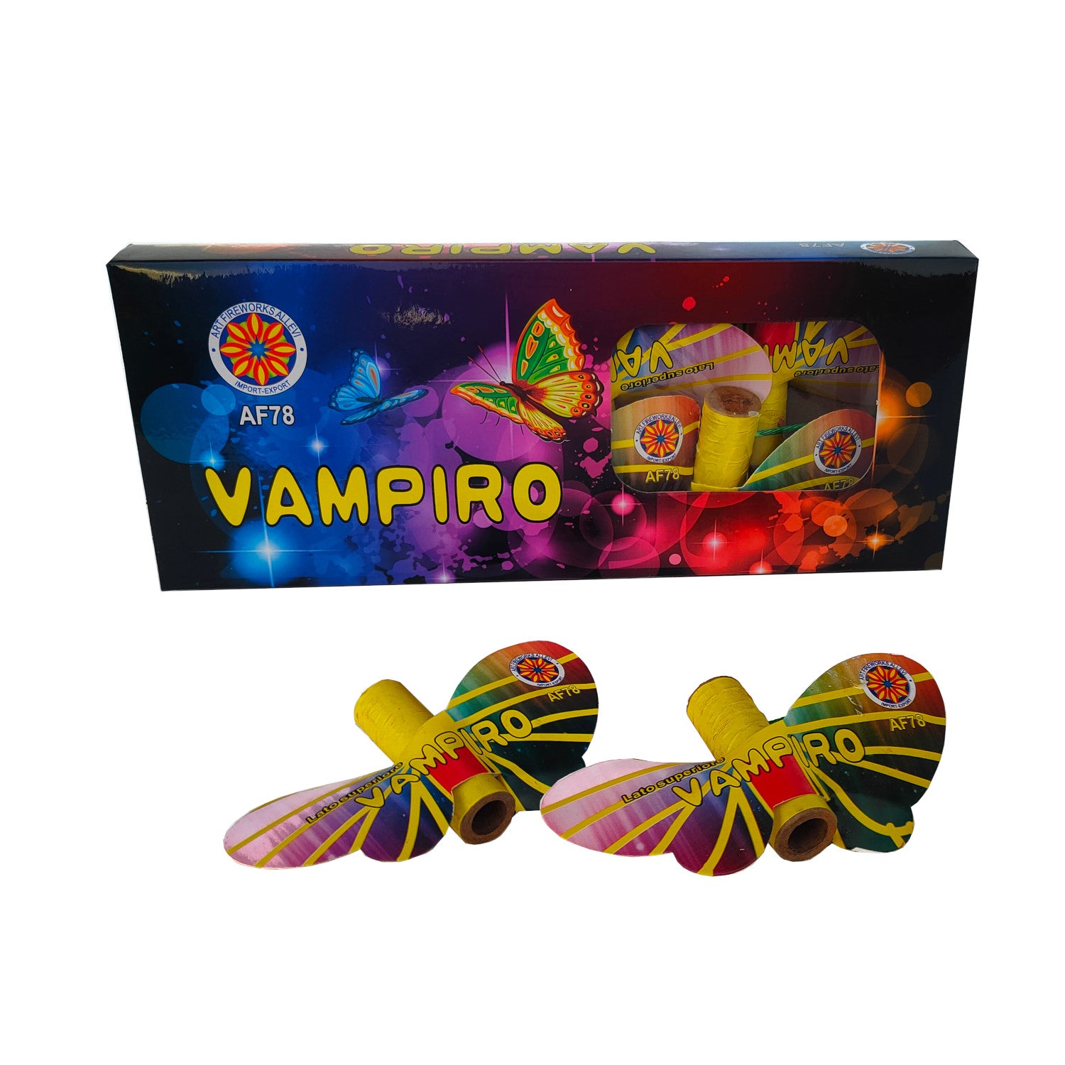 Farfalla Vampiro (6pz) - Allevi - Girandola da accendere a terra che vola in aria con effetti luminosi.