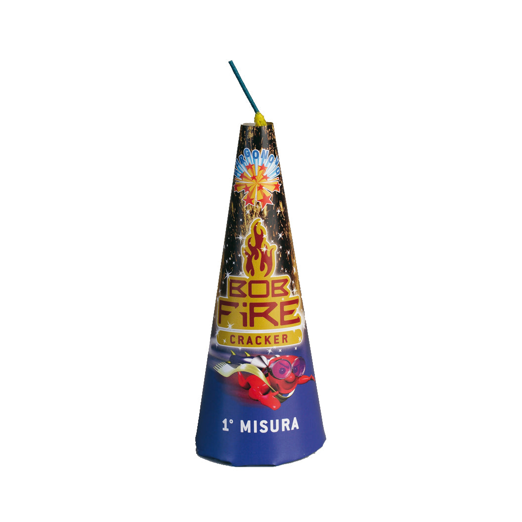 Bob Fire Cracker (2pz) - Borgonovo - Bellissimo cono pirotecnico che produce una fontana argento crepitante.